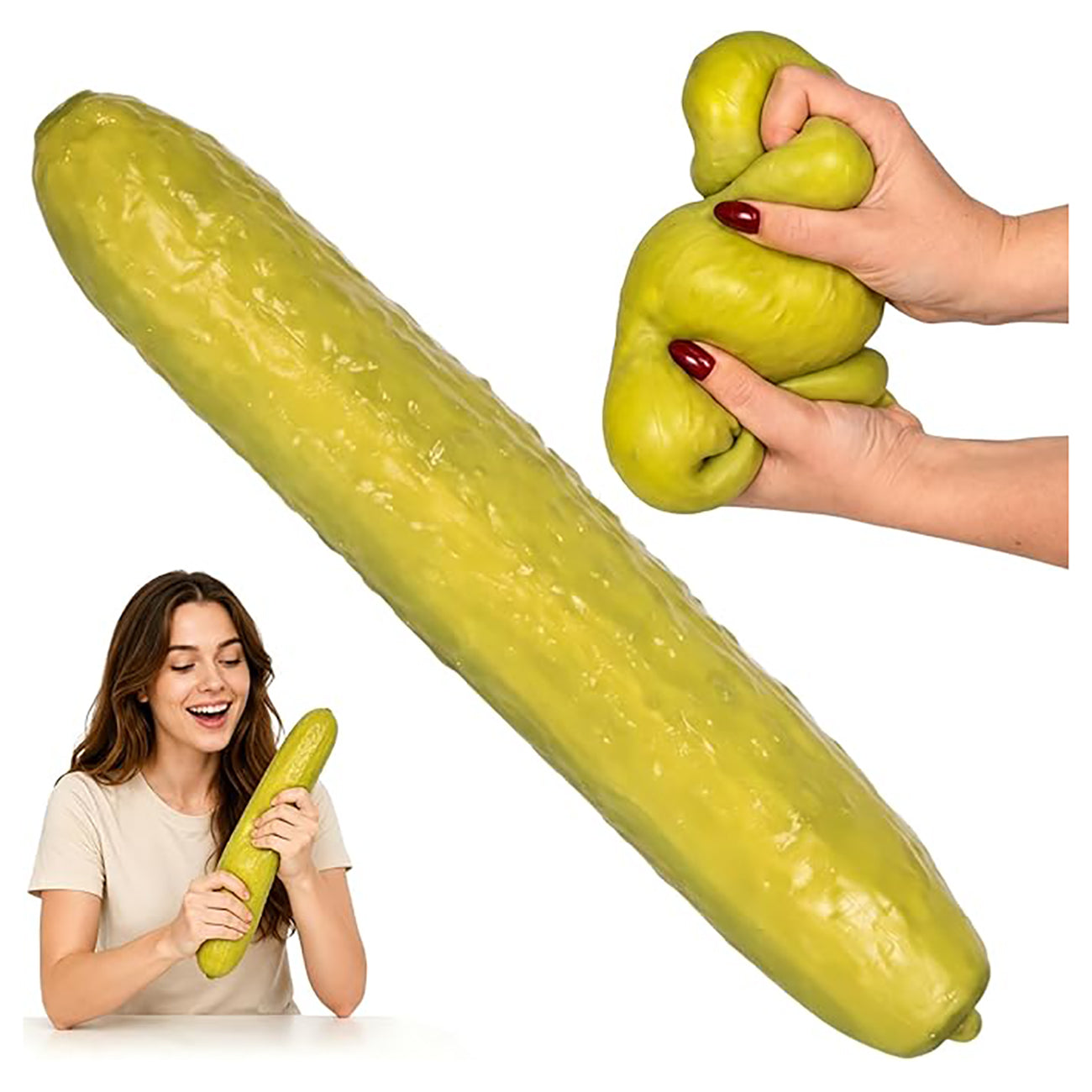 Jumbo Giant Pickle Squishy,Big Squeeze Fidget Toy Stress Relief Slow Rising Fun