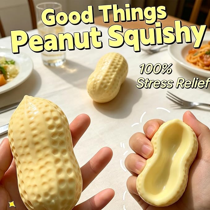 Vaseline Cheese& Peanut & Ball Squishy, Squeeze Soft Cheese Peanut Ball Squishy Slow Rising Sensory Stress & Anxiety Relief Fidget for Adults Gift Novelty Anxiety Calming Desk Party Favors,Non-Sticky