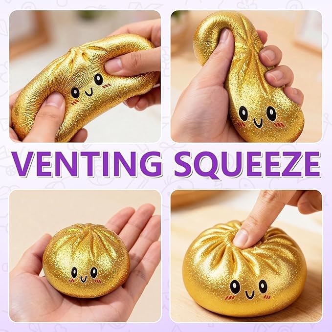 Glitter Dumpling Squishy with Steam Box for Stress Relief