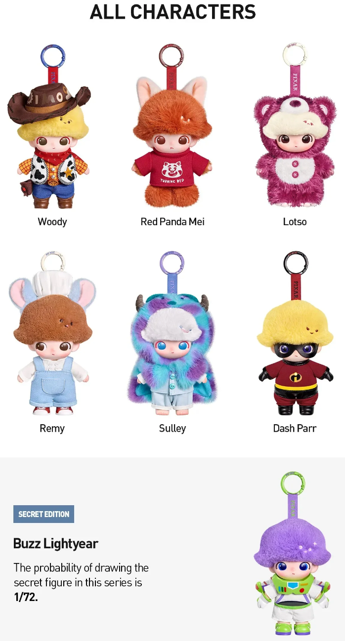 DIMOO WORLD x PIXAR Plush Toy Doll