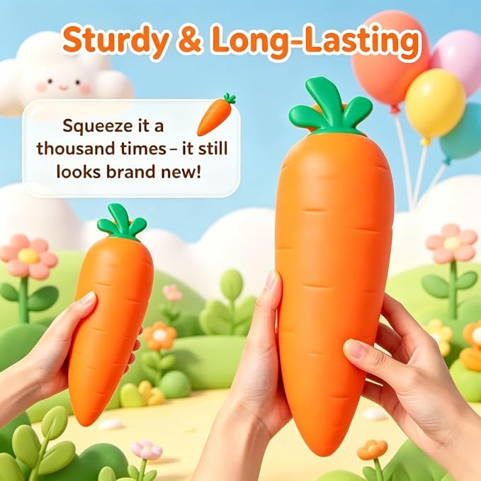 Jumbo Giant Carrot Squishy,Big Squeeze Fidget Toy Stress Relief Slow Rising Fun