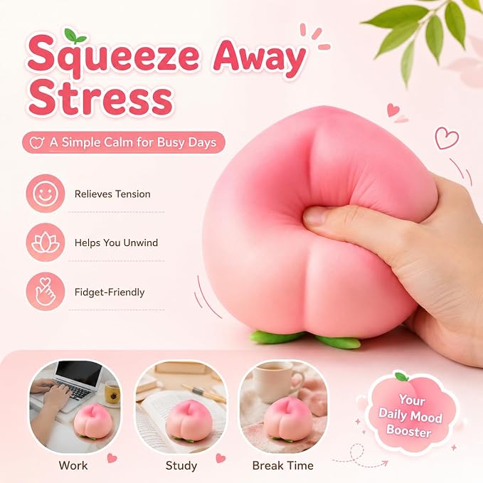 Jumbo Giant Peach Squishy,Big Squeeze Fidget Toy Stress Relief Slow Rising Fun