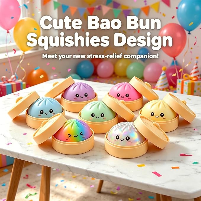Creamy Dumpling Squishy with Steam Box for Stress Relief