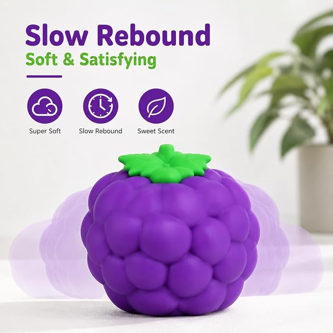 Jumbo Giant Grape Squishy,Big Squeeze Fidget Toy Stress Relief Slow Rising Fun