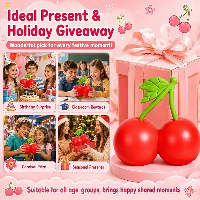 Jumbo Giant Cherry Squishy,Big Squeeze Fidget Toy Stress Relief Slow Rising Fun