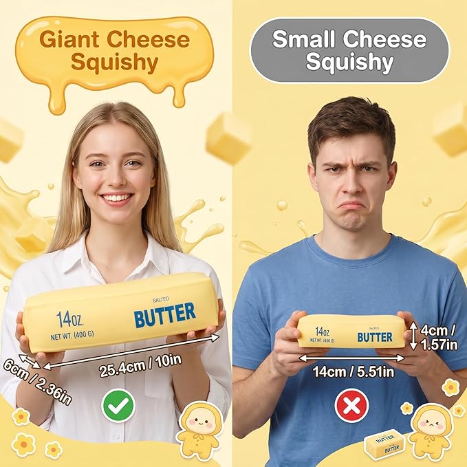 Jumbo Giant Butter Squishy,Big Squeeze Fidget Toy Stress Relief Slow Rising Fun