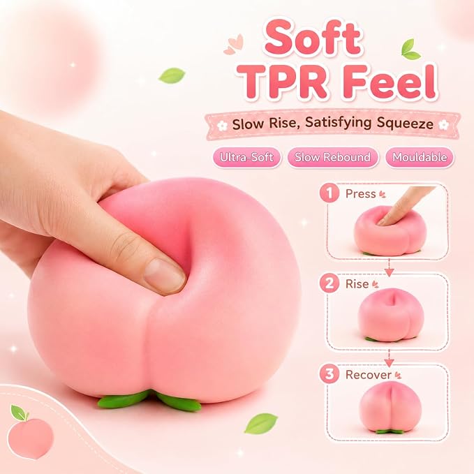 Jumbo Giant Peach Squishy,Big Squeeze Fidget Toy Stress Relief Slow Rising Fun