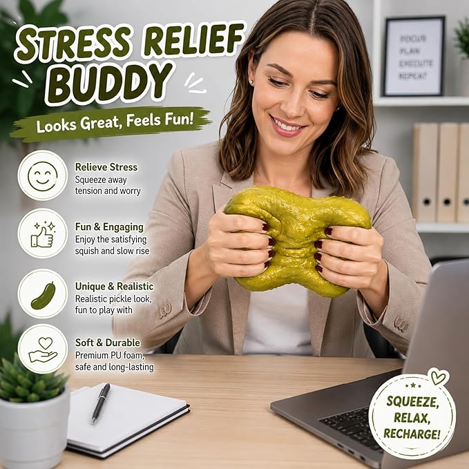 Jumbo Giant Pickle Squishy,Big Squeeze Fidget Toy Stress Relief Slow Rising Fun
