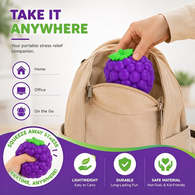 Jumbo Giant Grape Squishy,Big Squeeze Fidget Toy Stress Relief Slow Rising Fun