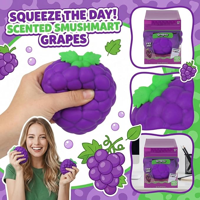 Jumbo Giant Grape Squishy,Big Squeeze Fidget Toy Stress Relief Slow Rising Fun