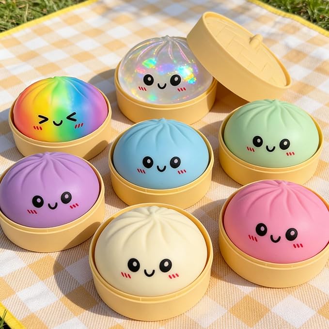 Creamy Dumpling Squishy with Steam Box for Stress Relief