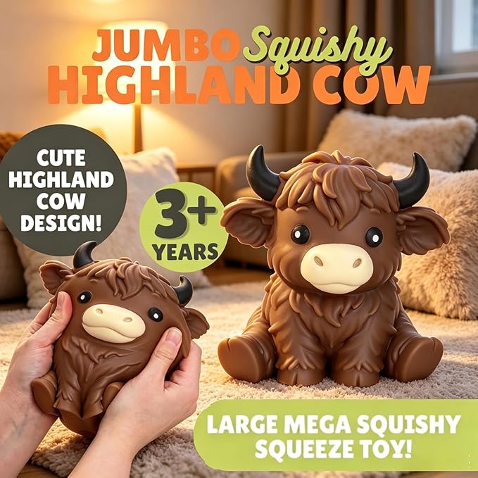 Jumbo Giant COW Squishy,Big Squeeze Fidget Toy Stress Relief Slow Rising Fun