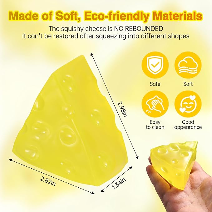 Vaseline Cheese& Peanut & Ball Squishy, Squeeze Soft Cheese Peanut Ball Squishy Slow Rising Sensory Stress & Anxiety Relief Fidget for Adults Gift Novelty Anxiety Calming Desk Party Favors,Non-Sticky