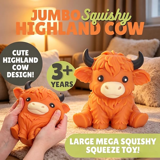 Jumbo Giant COW Squishy,Big Squeeze Fidget Toy Stress Relief Slow Rising Fun